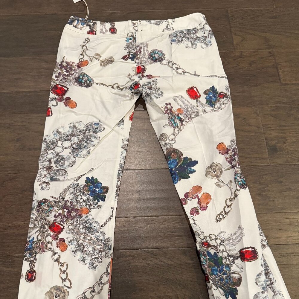 Camilla and Marc Marie Trouser White Jewel Print Pants Straight leg Cropped 6 - Picture 16 of 16